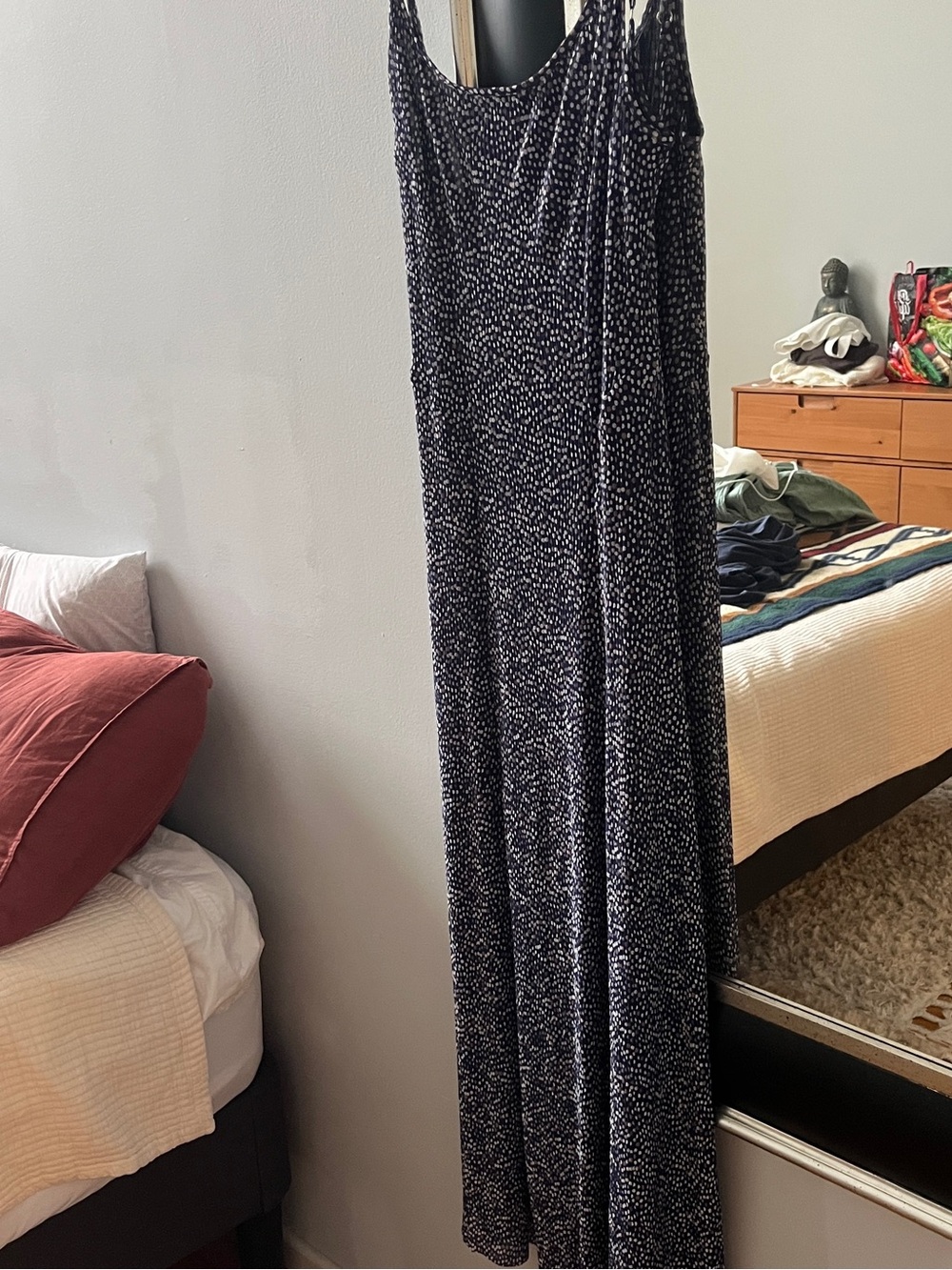 Free People Navy Speckle Slip Dress - Women's Sleeveless Maxi - Picture 2 of 4